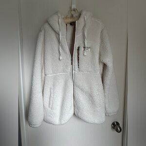 Reebok White and Brown Sherpa Jacket